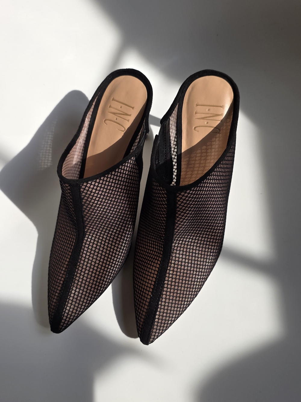 INC International Concepts Mesh Pointed-Toe Mule in Black